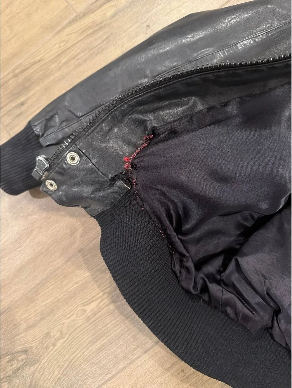 Corvette Vintage leather bomber jacket black fits M marked large mid America